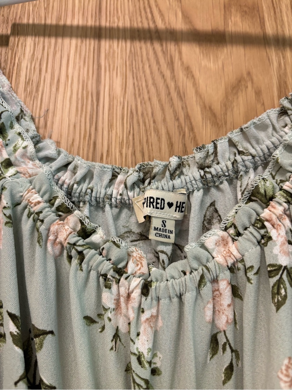 Floral Smocked Peasant Top in Sage Green - Picture 3 of 5